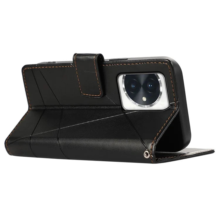 DF-06 For Honor 100 5G Leather Wallet Phone Case Line Pattern Imprinted