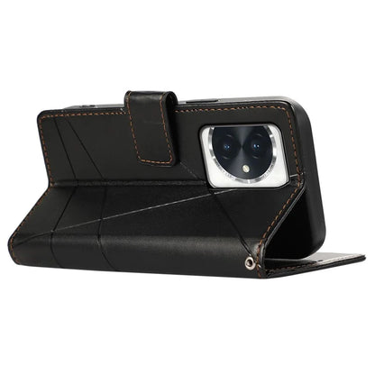 DF-06 For Honor 100 5G Leather Wallet Phone Case Line Pattern Imprinted