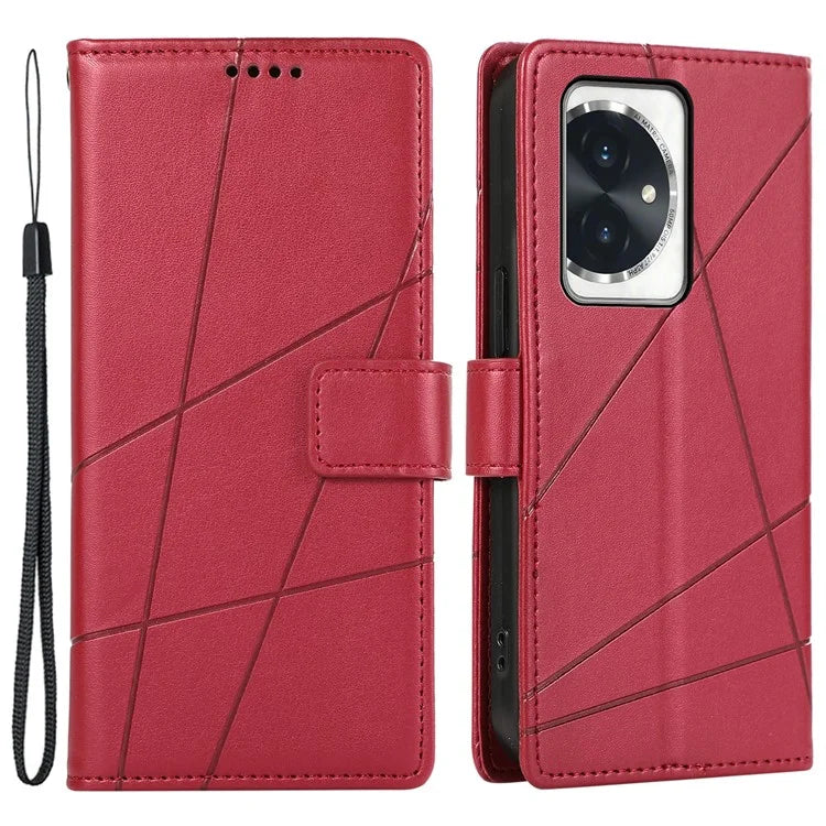 DF-06 For Honor 100 5G Leather Wallet Phone Case Line Pattern Imprinted