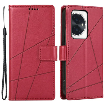 DF-06 For Honor 100 5G Leather Wallet Phone Case Line Pattern Imprinted