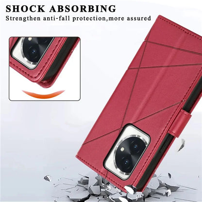 DF-06 For Honor 100 5G Leather Wallet Phone Case Line Pattern Imprinted