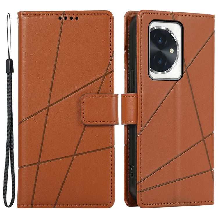 DF-06 For Honor 100 5G Leather Wallet Phone Case Line Pattern Imprinted