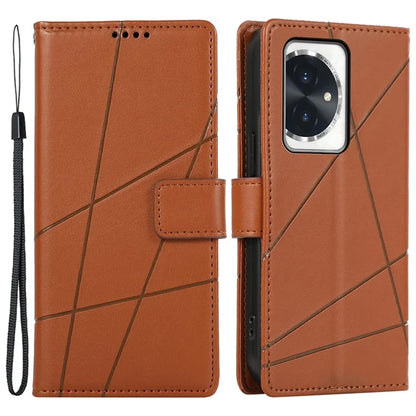 DF-06 For Honor 100 5G Leather Wallet Phone Case Line Pattern Imprinted