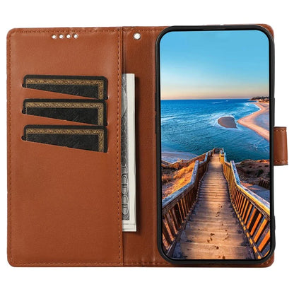 DF-06 For Honor 100 5G Leather Wallet Phone Case Line Pattern Imprinted