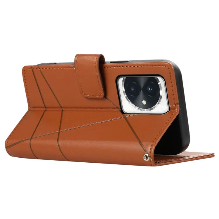 DF-06 For Honor 100 5G Leather Wallet Phone Case Line Pattern Imprinted