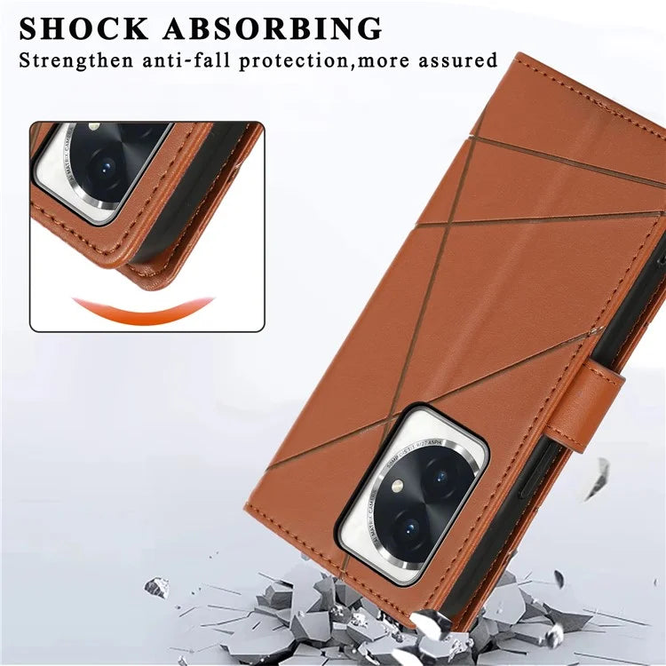 DF-06 For Honor 100 5G Leather Wallet Phone Case Line Pattern Imprinted