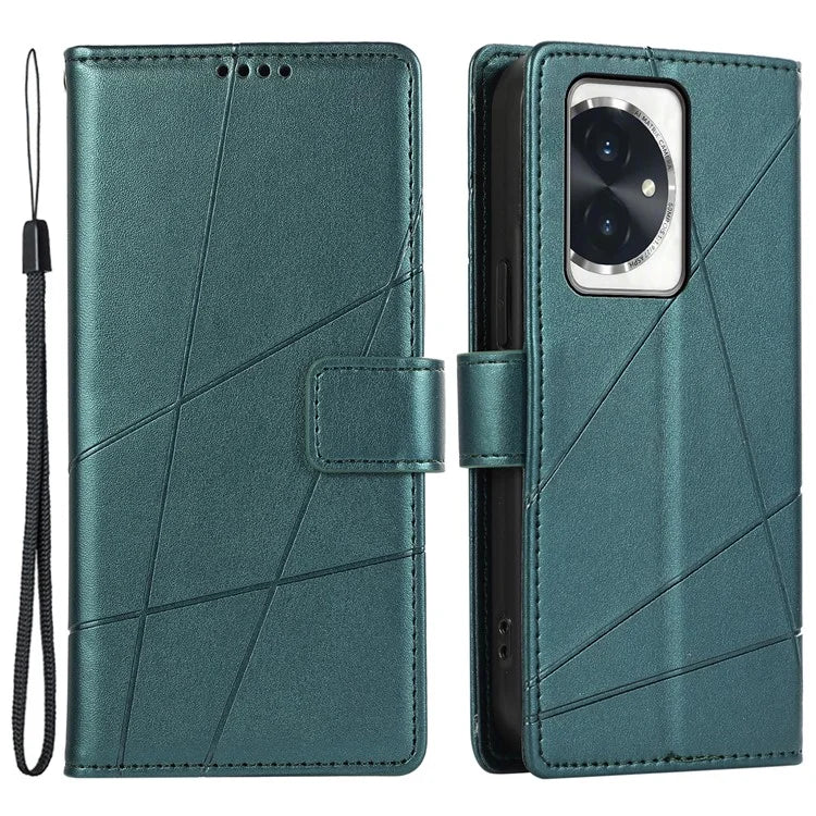 DF-06 For Honor 100 5G Leather Wallet Phone Case Line Pattern Imprinted