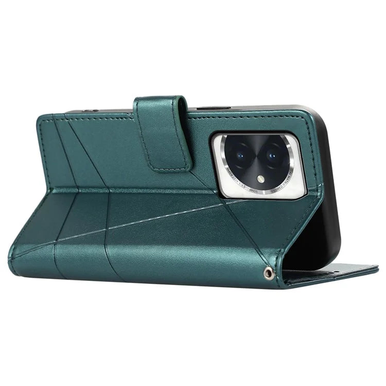DF-06 For Honor 100 5G Leather Wallet Phone Case Line Pattern Imprinted