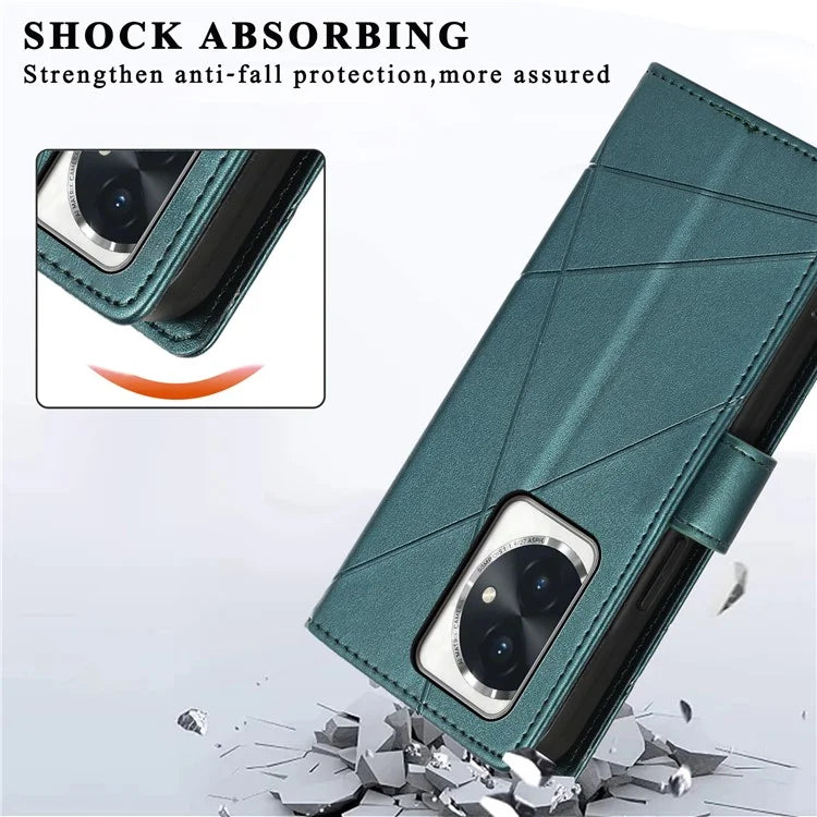 DF-06 For Honor 100 5G Leather Wallet Phone Case Line Pattern Imprinted