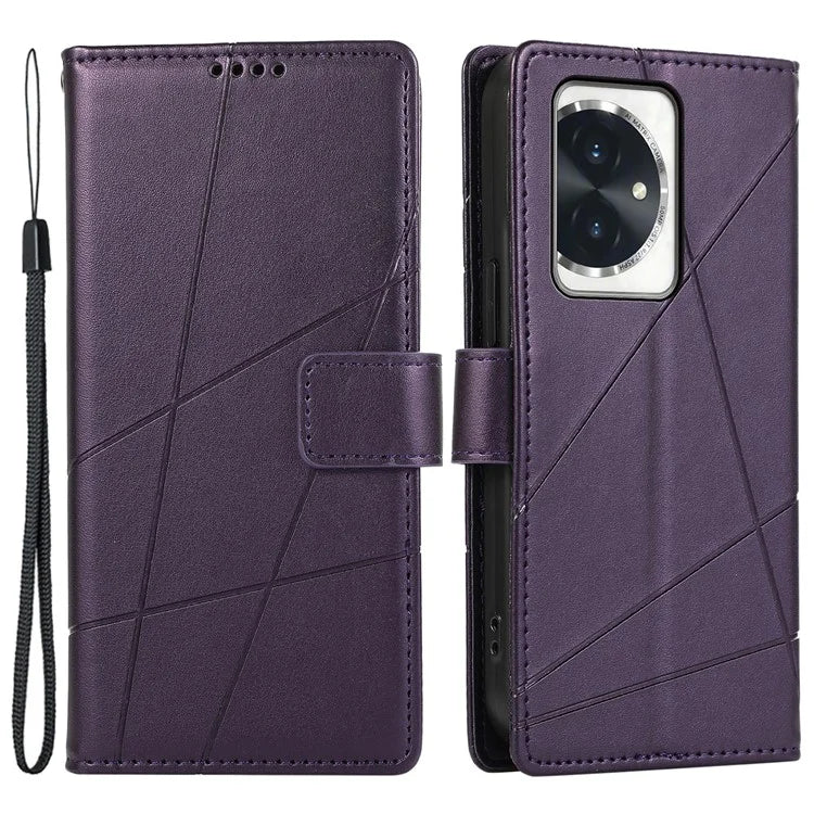 DF-06 For Honor 100 5G Leather Wallet Phone Case Line Pattern Imprinted