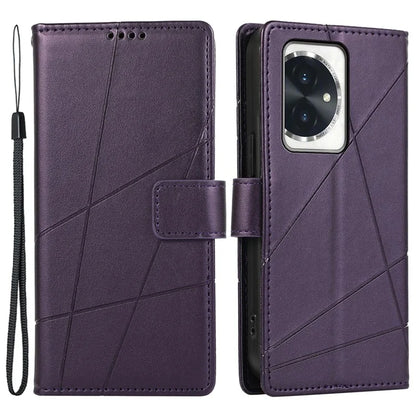 DF-06 For Honor 100 5G Leather Wallet Phone Case Line Pattern Imprinted