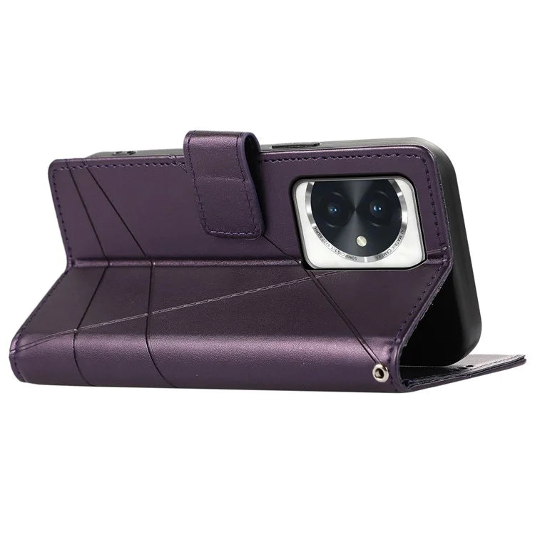 DF-06 For Honor 100 5G Leather Wallet Phone Case Line Pattern Imprinted