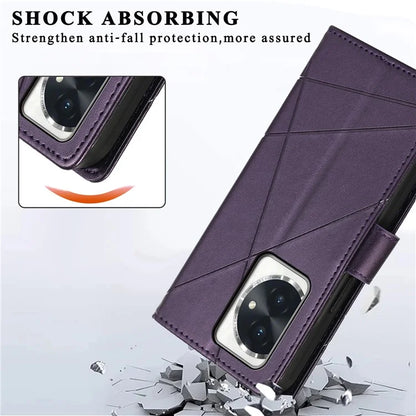 DF-06 For Honor 100 5G Leather Wallet Phone Case Line Pattern Imprinted