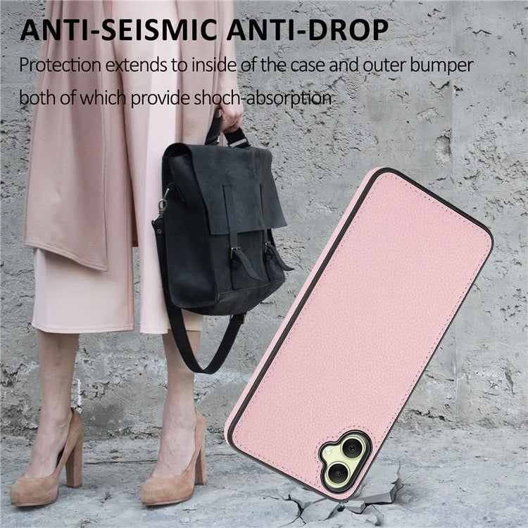 For Samsung Galaxy A05 4G Phone Case Lychee Grain Edge-Protected Cover