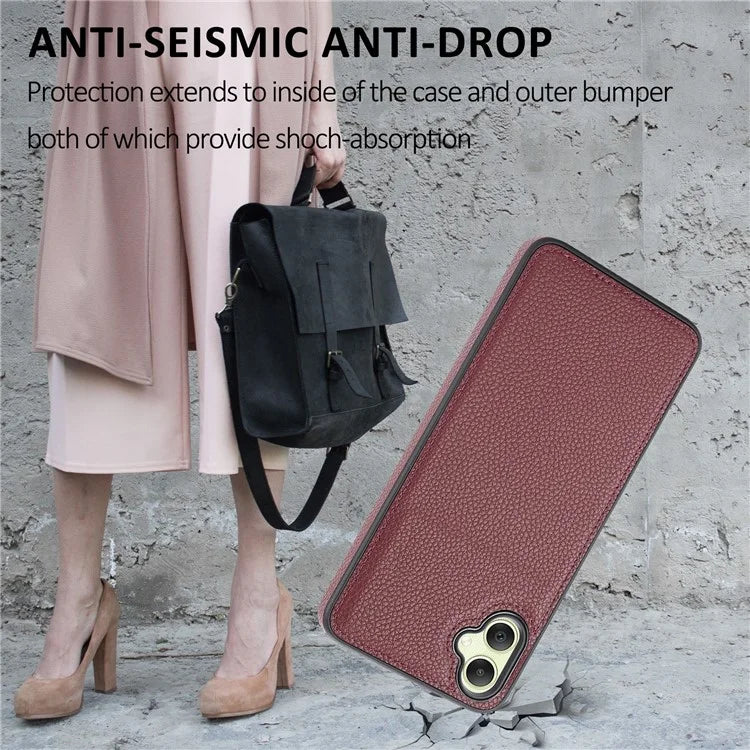 For Samsung Galaxy A05 4G Phone Case Lychee Grain Edge-Protected Cover