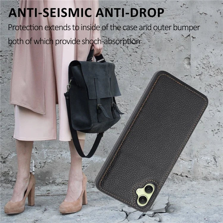 For Samsung Galaxy A05 4G Phone Case Lychee Grain Edge-Protected Cover