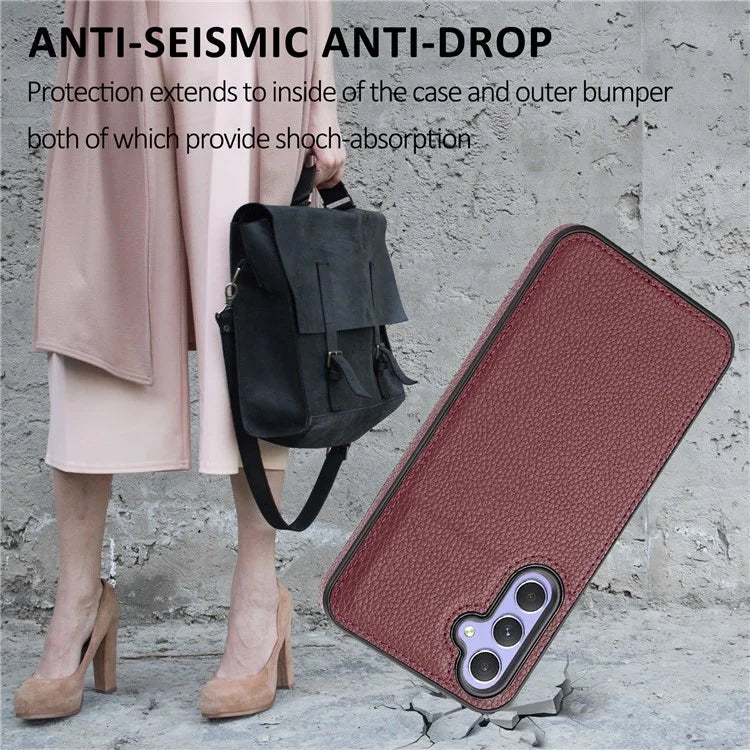 For Samsung Galaxy A05s 4G Lychee Texture Phone Case Leather+TPU Cover