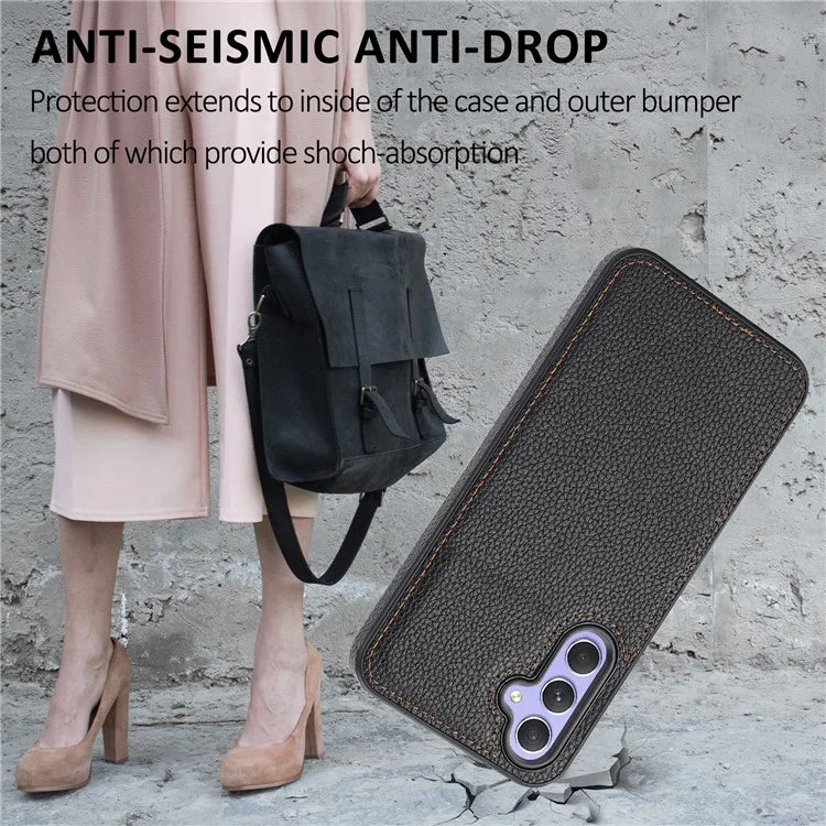 For Samsung Galaxy A15 5G Phone Case Lychee Texture Leather Coated TPU Cover