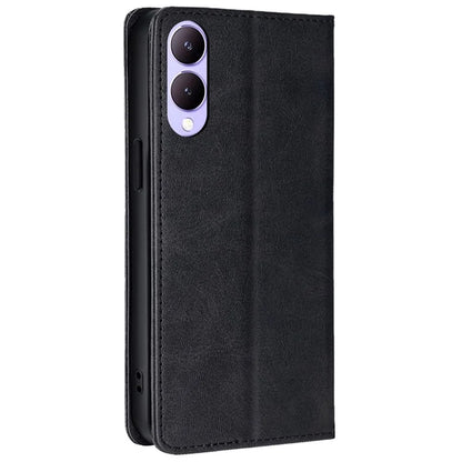 For vivo Y17s 4G Magnetic Case PU Leather+TPU Calf Texture Scratch-proof Phone Protector