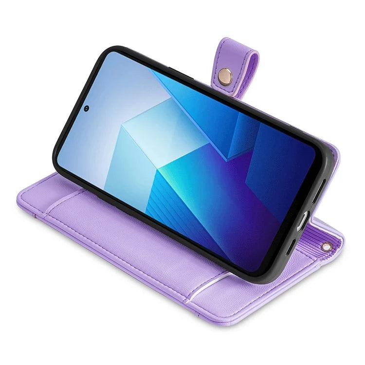 For vivo iQOO 12 5G Zipper Pocket Phone Case with 6-Card Holder PU Leather Crossbody Cover