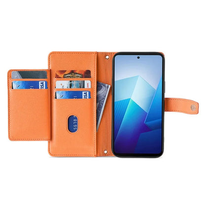 For vivo iQOO 12 5G Zipper Pocket Phone Case with 6-Card Holder PU Leather Crossbody Cover