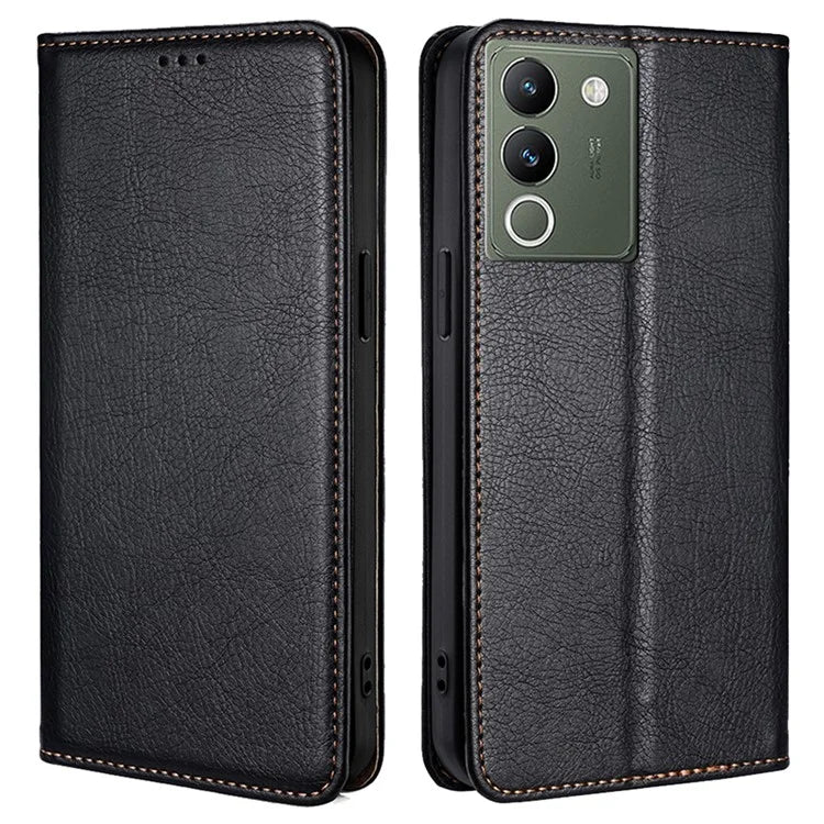 For vivo V29e (Global) 5G Stand Card Slots Case Solid Color Leather Phone Cover