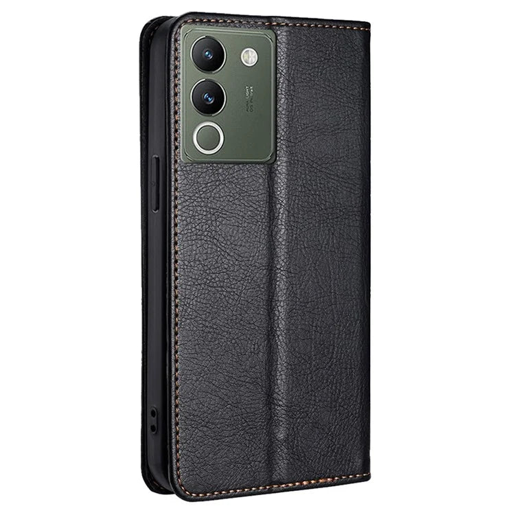 For vivo V29e (Global) 5G Stand Card Slots Case Solid Color Leather Phone Cover