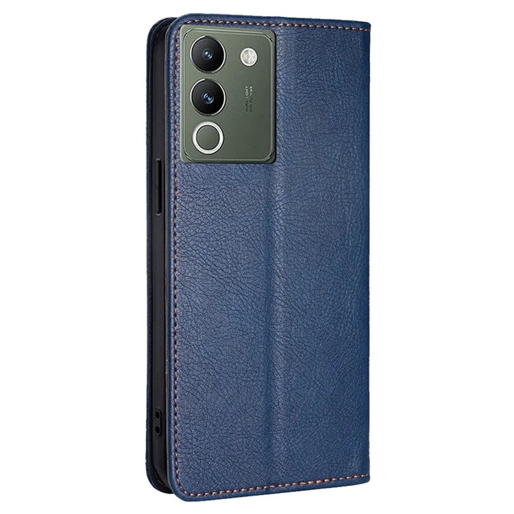For vivo V29e (Global) 5G Stand Card Slots Case Solid Color Leather Phone Cover