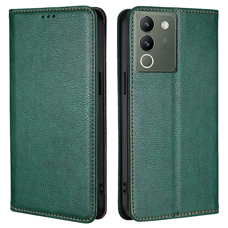 For vivo V29e (Global) 5G Stand Card Slots Case Solid Color Leather Phone Cover