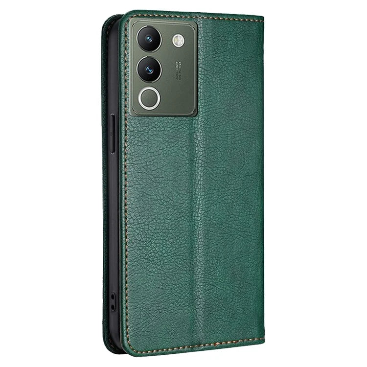 For vivo V29e (Global) 5G Stand Card Slots Case Solid Color Leather Phone Cover