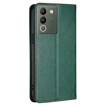 For vivo V29e (Global) 5G Stand Card Slots Case Solid Color Leather Phone Cover