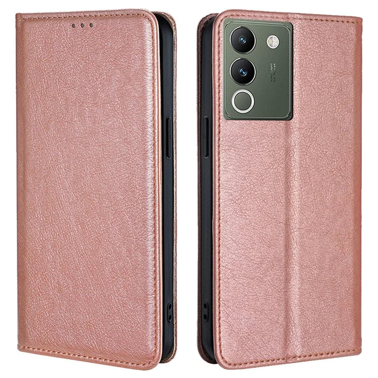 For vivo V29e (Global) 5G Stand Card Slots Case Solid Color Leather Phone Cover