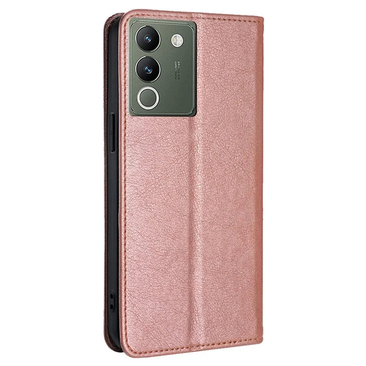 For vivo V29e (Global) 5G Stand Card Slots Case Solid Color Leather Phone Cover