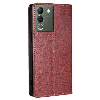 For vivo V29e (Global) 5G Stand Card Slots Case Solid Color Leather Phone Cover