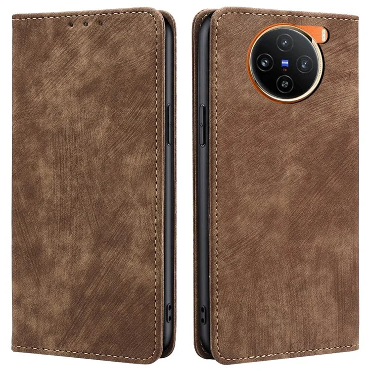 For vivo X100 5G Case Anti-fall PU Leather RFID Blocking Wallet Phone Cover with Card Slots