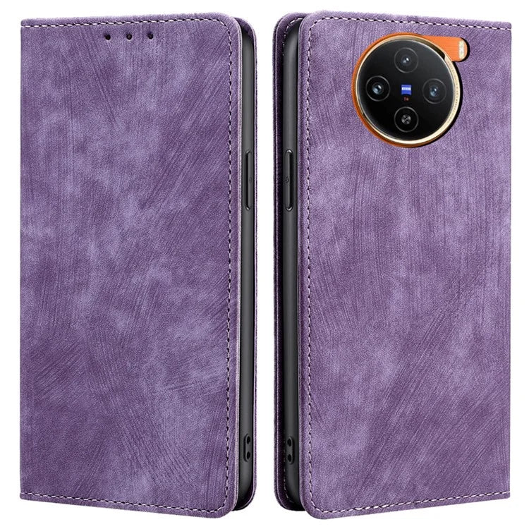 For vivo X100 5G Case Anti-fall PU Leather RFID Blocking Wallet Phone Cover with Card Slots