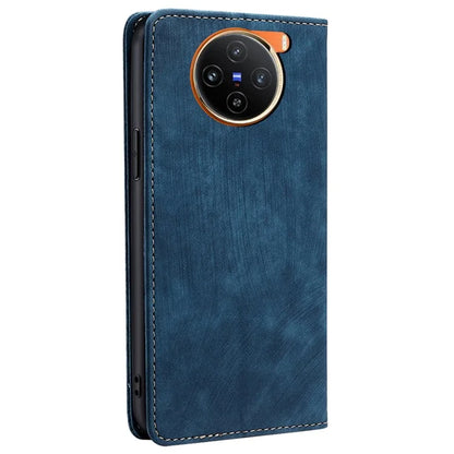 For vivo X100 5G Case Anti-fall PU Leather RFID Blocking Wallet Phone Cover with Card Slots