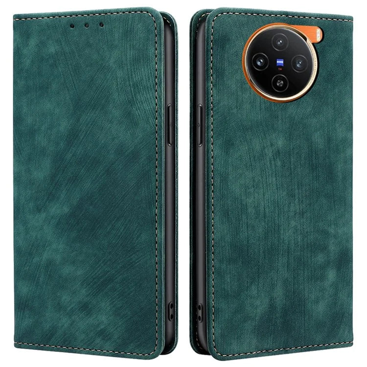 For vivo X100 5G Case Anti-fall PU Leather RFID Blocking Wallet Phone Cover with Card Slots