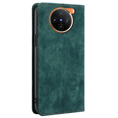 For vivo X100 5G Case Anti-fall PU Leather RFID Blocking Wallet Phone Cover with Card Slots