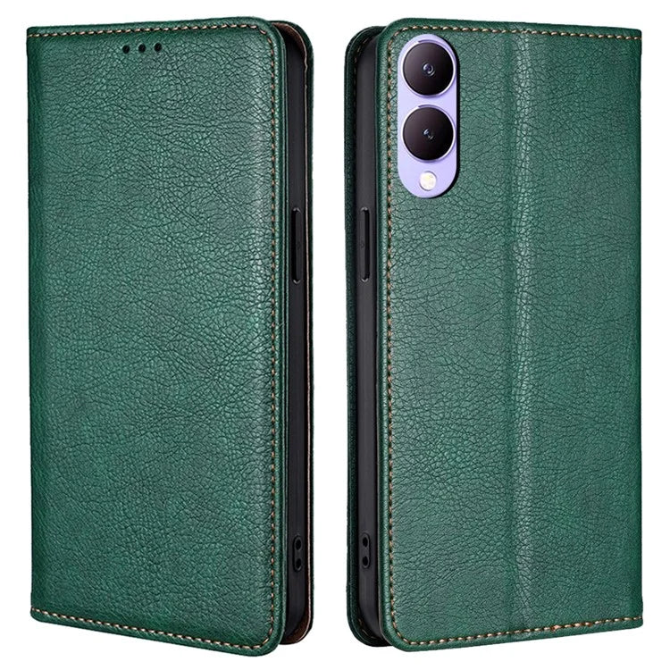 For vivo Y17s 4G Solid Color Wallet Cases Viewing Stand Magnetic Phone Cover