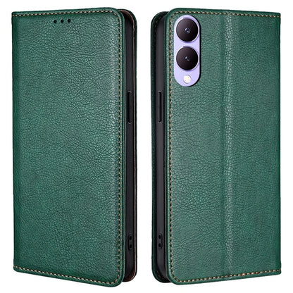 For vivo Y17s 4G Solid Color Wallet Cases Viewing Stand Magnetic Phone Cover