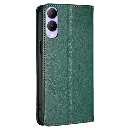 For vivo Y17s 4G Solid Color Wallet Cases Viewing Stand Magnetic Phone Cover
