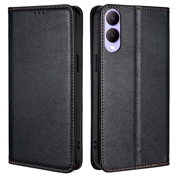 For vivo Y17s 4G Solid Color Wallet Cases Viewing Stand Magnetic Phone Cover
