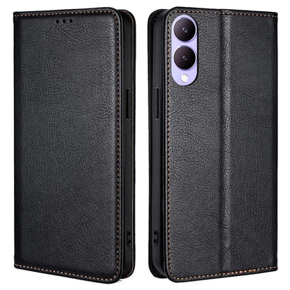 For vivo Y17s 4G Solid Color Wallet Cases Viewing Stand Magnetic Phone Cover