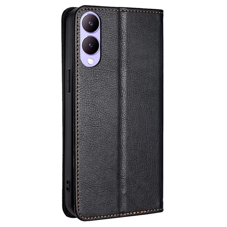 For vivo Y17s 4G Solid Color Wallet Cases Viewing Stand Magnetic Phone Cover