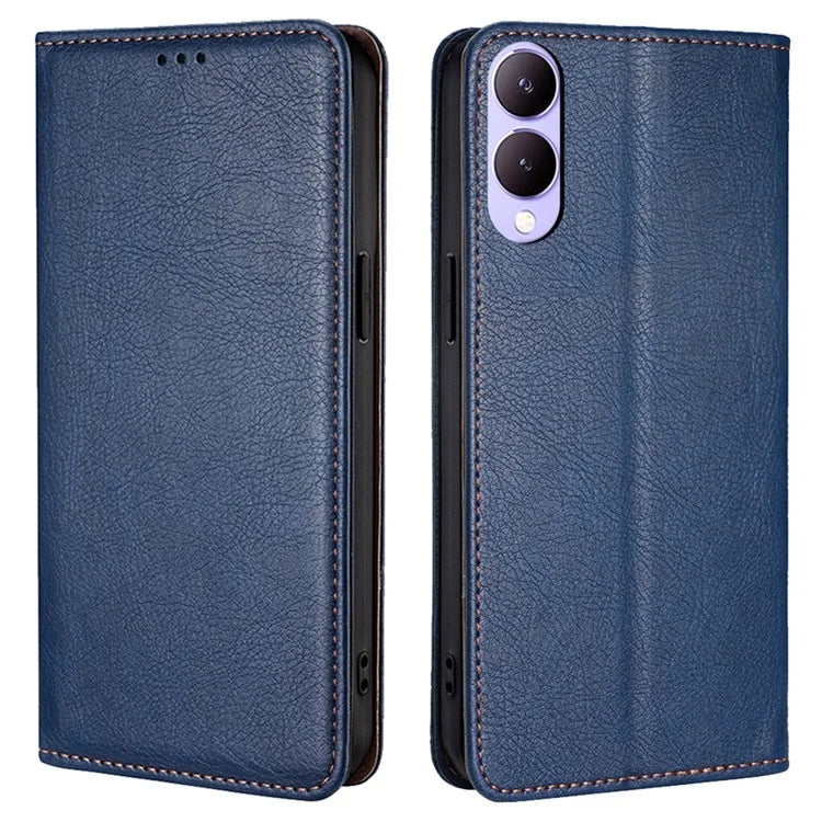 For vivo Y17s 4G Solid Color Wallet Cases Viewing Stand Magnetic Phone Cover