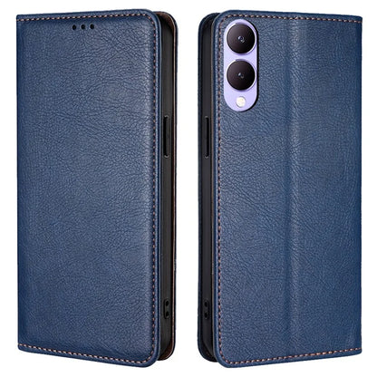 For vivo Y17s 4G Solid Color Wallet Cases Viewing Stand Magnetic Phone Cover