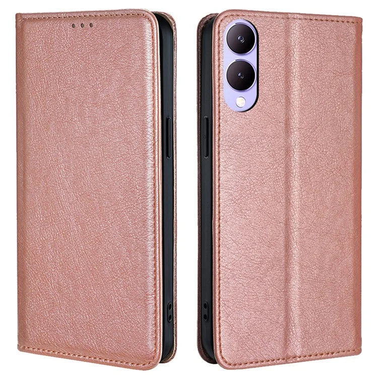 For vivo Y17s 4G Solid Color Wallet Cases Viewing Stand Magnetic Phone Cover