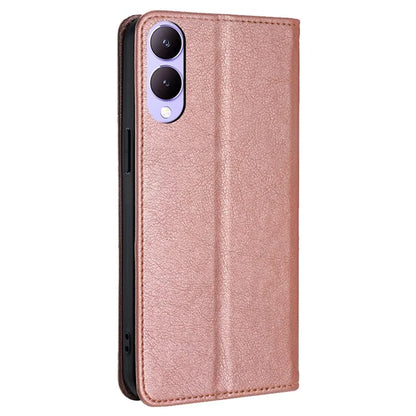 For vivo Y17s 4G Solid Color Wallet Cases Viewing Stand Magnetic Phone Cover
