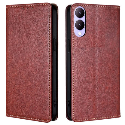 For vivo Y17s 4G Solid Color Wallet Cases Viewing Stand Magnetic Phone Cover